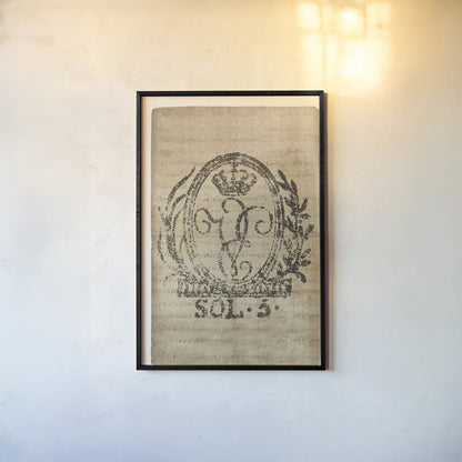 Vintage Seal III Antique Border v3 by Wild Apple Portfolio. shown as a paper print in a black flame. Available as a archival giclee rolled canvas, fine art paper, or poster print. SKU 47832h.