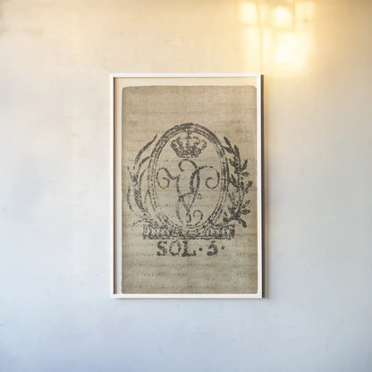 Vintage Seal III Antique Border v3 by Wild Apple Portfolio. shown as a paper print in a white frame. Available as a archival giclee rolled canvas, fine art paper, or poster print. SKU 47832h.