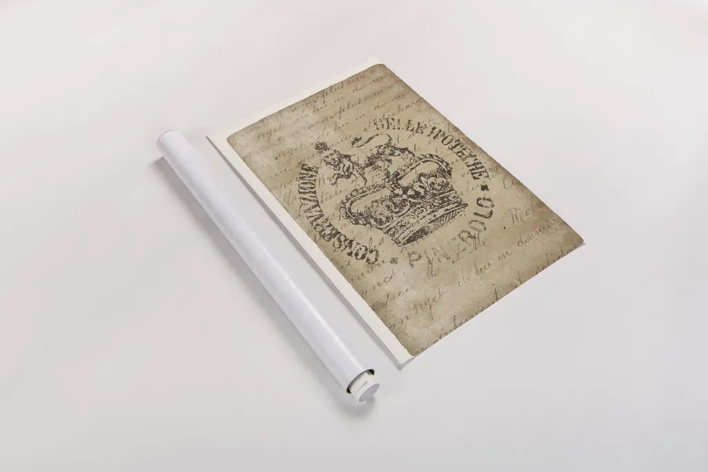 Vintage Seal IV Antique Border v3 by Wild Apple Portfolio. shown as a rolled paper print. Available as archival giclee rolled canvas, fine art paper, or poster print. SKU 47833h.