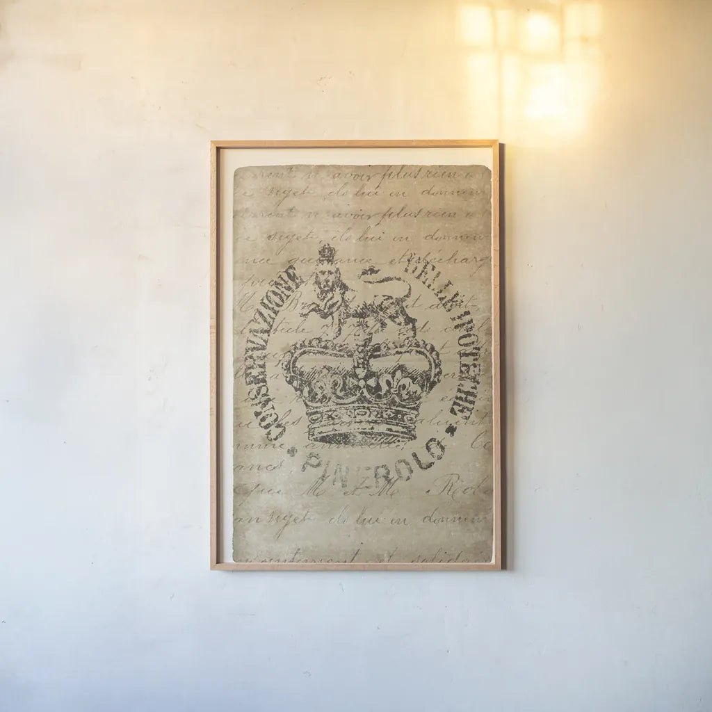 Vintage Seal IV Antique Border v3 by Wild Apple Portfolio. shown as a paper print in a natural frame. Available as a archival giclee rolled canvas, fine art paper, or poster print. SKU 47833h.