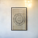 Vintage Seal IX Antique Border v3 by Wild Apple Portfolio. shown as a paper print in a black flame. Available as a archival giclee rolled canvas, fine art paper, or poster print. SKU 47835h.