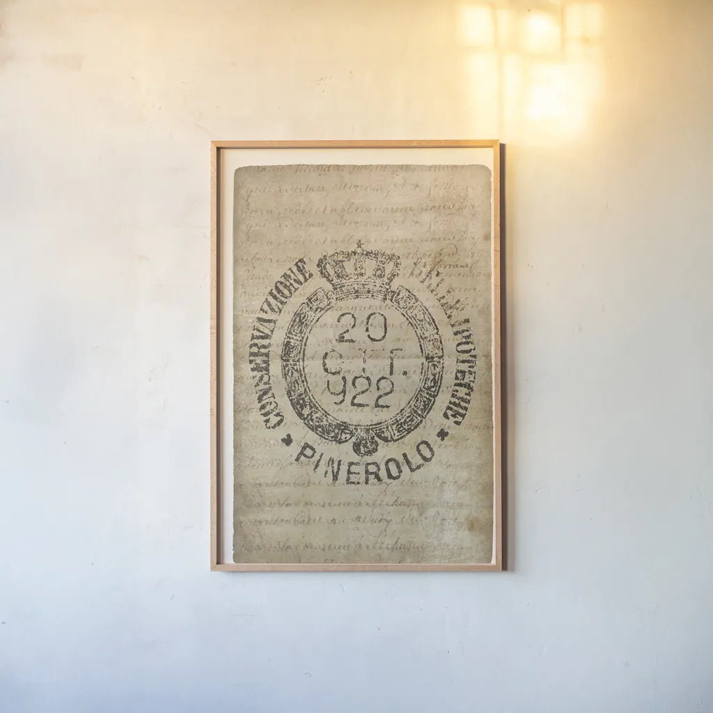 Vintage Seal IX Antique Border v3 by Wild Apple Portfolio. shown as a paper print in a natural frame. Available as a archival giclee rolled canvas, fine art paper, or poster print. SKU 47835h.