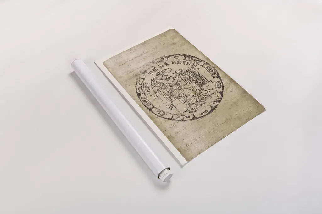 Vintage Seal VI Antique Border v3 by Wild Apple Portfolio. shown as a rolled paper print. Available as archival giclee rolled canvas, fine art paper, or poster print. SKU 47834h.