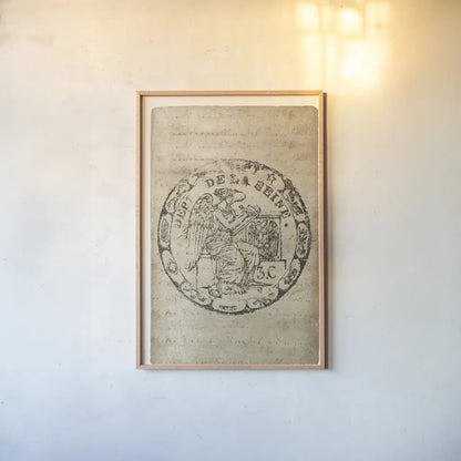 Vintage Seal VI Antique Border v3 by Wild Apple Portfolio. shown as a paper print in a natural frame. Available as a archival giclee rolled canvas, fine art paper, or poster print. SKU 47834h.