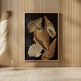 Vintage Shell Toss II by Wild Apple Portfolio. shown as over sized large wall art. Available as an archival giclee rolled canvas, fine art paper, or poster print. SKU 104826h.