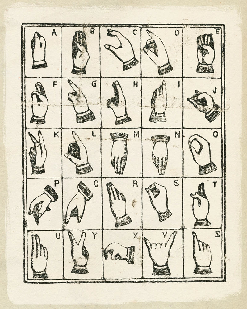Vintage Sign Language Alphabet by Wild Apple Portfolio