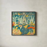 Vintage Travel Brochure VI by Wild Apple Portfolio. Shown in a sleek black glass frame for a contemporary gallery look. Available as an archival giclee rolled canvas, fine art paper, or poster print. SKU 27134a.