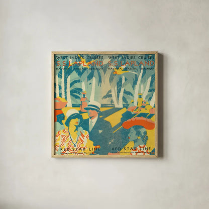 Vintage Travel Brochure VI by Wild Apple Portfolio. Shown in a natural wood glass frame for a timeless modern aesthetic. Available as an archival giclee rolled canvas, fine art paper, or poster print. SKU 27134a.