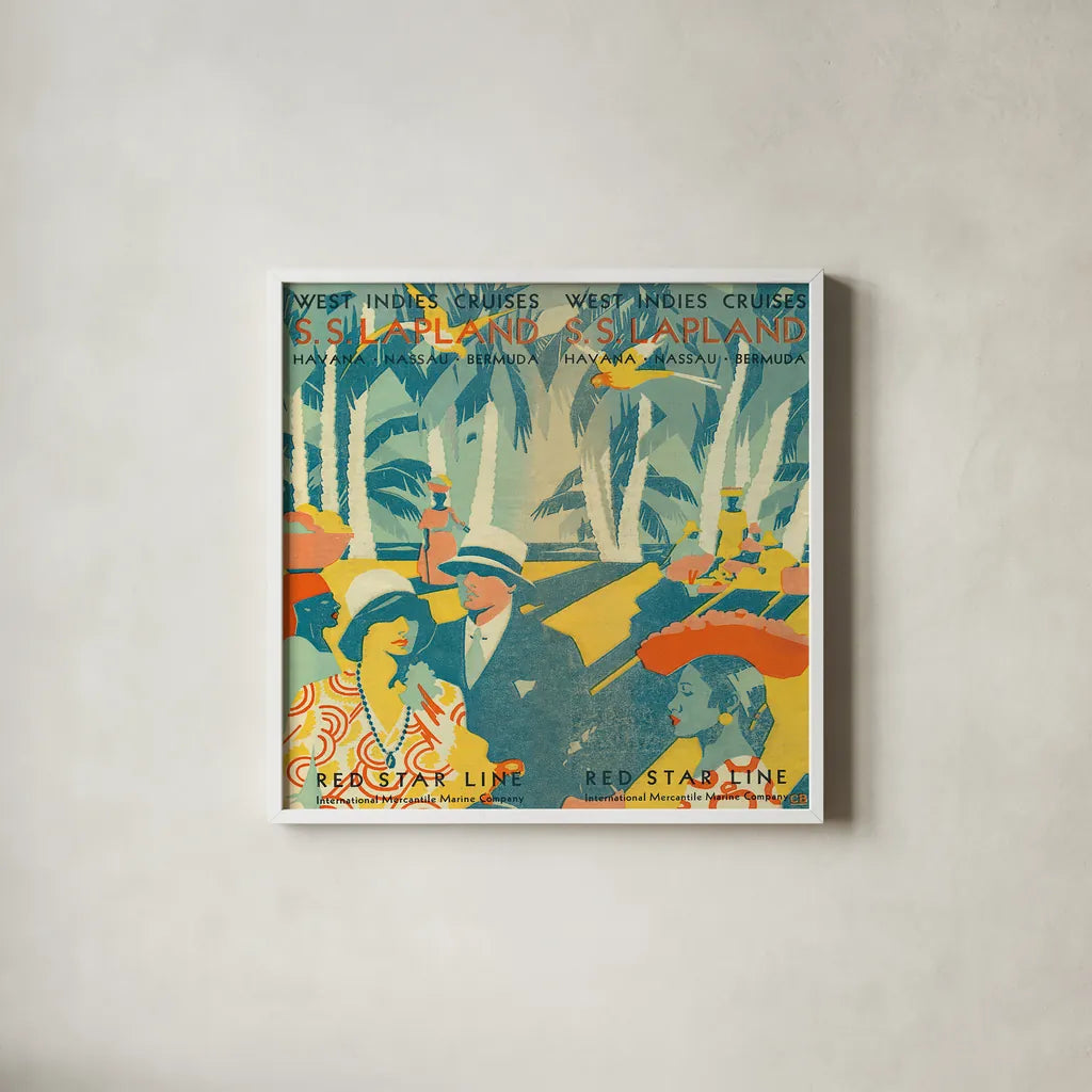 Vintage Travel Brochure VI by Wild Apple Portfolio. Shown in a crisp white glass frame for a clean and minimalist style. Available as an archival giclee rolled canvas, fine art paper, or poster print. SKU 27134a.