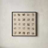 Warm Squares by Wild Apple Portfolio. Shown in a sleek black glass frame for a contemporary gallery look. Available as an archival giclee rolled canvas, fine art paper, or poster print. SKU 82196a.