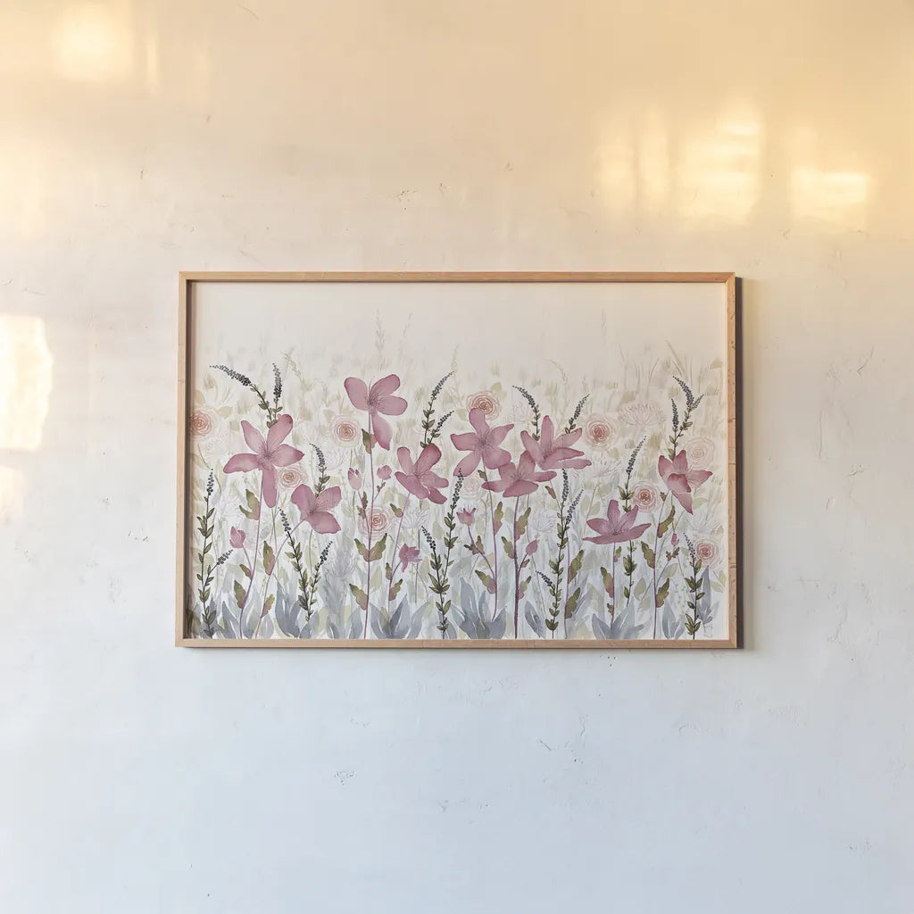 Watercolor Garden Light by Wild Apple Portfolio. shown as a paper print in a natural frame. Available as a archival giclee rolled canvas, fine art paper, or poster print. SKU 32928i.