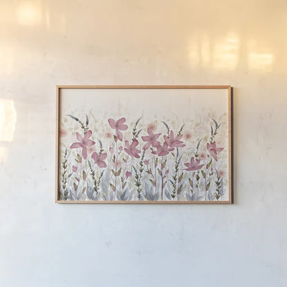 Watercolor Garden Light by Wild Apple Portfolio. shown as a paper print in a natural frame. Available as a archival giclee rolled canvas, fine art paper, or poster print. SKU 32928i.