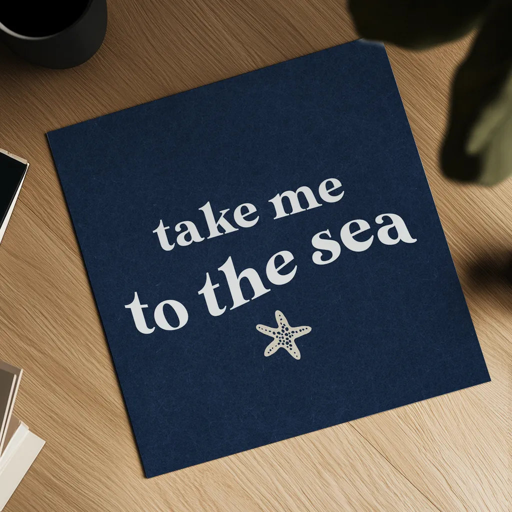 Wave Words I Navy Sq by Wild Apple Portfolio. Shown as a detailed flat fine art print, highlighting archival giclee quality. Available as an archival giclee rolled canvas, fine art paper, or poster print. SKU 89043a.