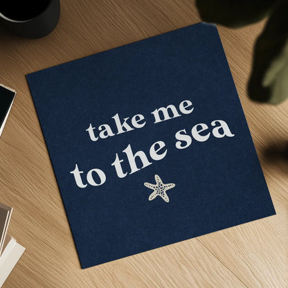 Wave Words I Navy Sq by Wild Apple Portfolio. Shown as a detailed flat fine art print, highlighting archival giclee quality. Available as an archival giclee rolled canvas, fine art paper, or poster print. SKU 89043a.