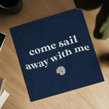 Wave Words II Navy Sq by Wild Apple Portfolio. Shown as a detailed flat fine art print, highlighting archival giclee quality. Available as an archival giclee rolled canvas, fine art paper, or poster print. SKU 89044a.
