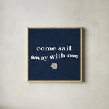 Wave Words II Navy Sq by Wild Apple Portfolio. Shown in a natural wood glass frame for a timeless modern aesthetic. Available as an archival giclee rolled canvas, fine art paper, or poster print. SKU 89044a.