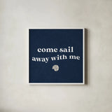 Wave Words II Navy Sq by Wild Apple Portfolio. Shown in a crisp white glass frame for a clean and minimalist style. Available as an archival giclee rolled canvas, fine art paper, or poster print. SKU 89044a.