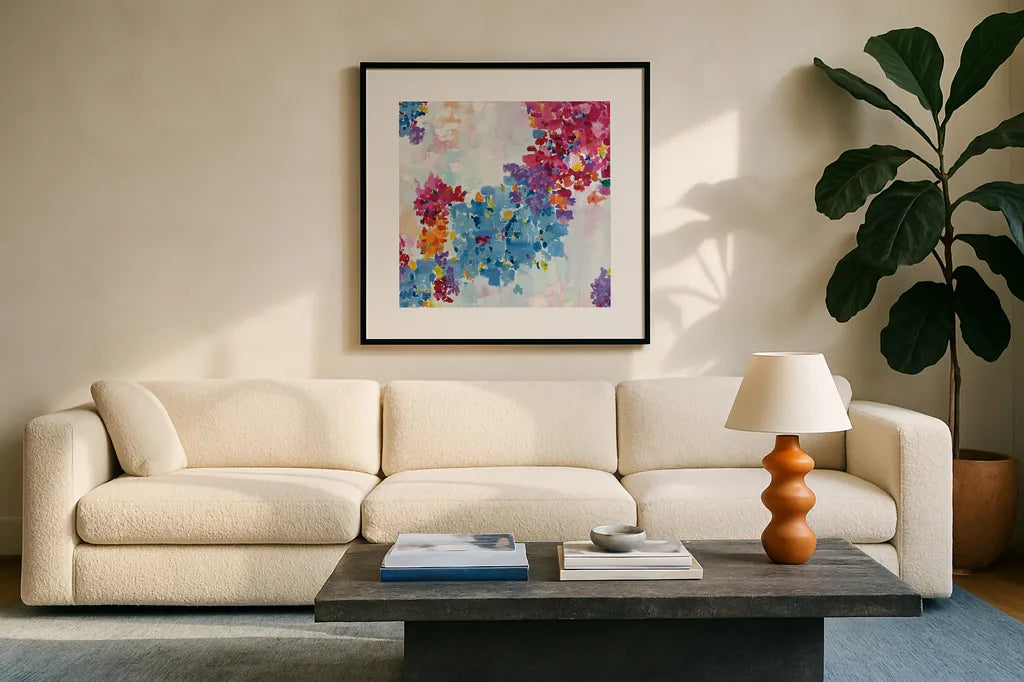 What Dreams Look Like by Wild Apple Portfolio. Displayed in a glass frame with matte in a clean modern living room. Available as an archival giclee rolled canvas, fine art paper, or poster print. SKU 21234a.