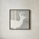 Woodland Animal I by Wild Apple Portfolio. Shown in a sleek black glass frame for a contemporary gallery look. Available as an archival giclee rolled canvas, fine art paper, or poster print. SKU 43120a.