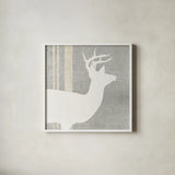 Woodland Animal I by Wild Apple Portfolio. Shown in a crisp white glass frame for a clean and minimalist style. Available as an archival giclee rolled canvas, fine art paper, or poster print. SKU 43120a.