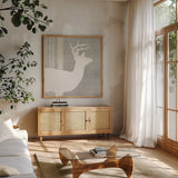 Woodland Animal I by Wild Apple Portfolio. Shown in a natural wood frame in a cozy modern living room. Available as an archival giclee rolled canvas, fine art paper, or poster print. SKU 43120a.