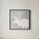 Woodland Animal II by Wild Apple Portfolio. Shown in a sleek black glass frame for a contemporary gallery look. Available as an archival giclee rolled canvas, fine art paper, or poster print. SKU 43121a.