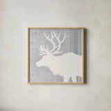 Woodland Animal II by Wild Apple Portfolio. Shown in a natural wood glass frame for a timeless modern aesthetic. Available as an archival giclee rolled canvas, fine art paper, or poster print. SKU 43121a.