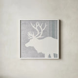 Woodland Animal II by Wild Apple Portfolio. Shown in a crisp white glass frame for a clean and minimalist style. Available as an archival giclee rolled canvas, fine art paper, or poster print. SKU 43121a.