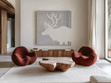 Woodland Animal II by Wild Apple Portfolio. Shown as extra-large giant wall art in a modern living room. Available as an archival giclee rolled canvas, fine art paper, or poster print. SKU 43121a.