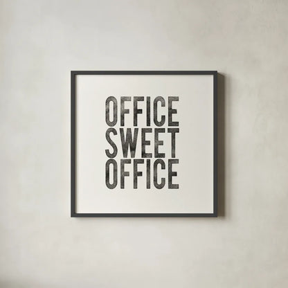 Work from Home I by Wild Apple Portfolio. Shown in a sleek black glass frame for a contemporary gallery look. Available as an archival giclee rolled canvas, fine art paper, or poster print. SKU 65660a.