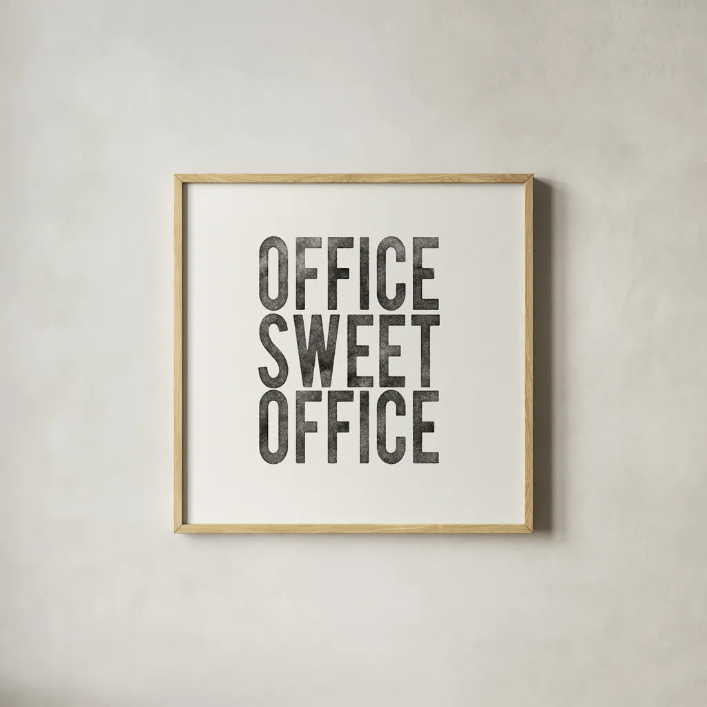 Work from Home I by Wild Apple Portfolio. Shown in a natural wood glass frame for a timeless modern aesthetic. Available as an archival giclee rolled canvas, fine art paper, or poster print. SKU 65660a.