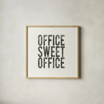 Work from Home I by Wild Apple Portfolio. Shown in a natural wood glass frame for a timeless modern aesthetic. Available as an archival giclee rolled canvas, fine art paper, or poster print. SKU 65660a.