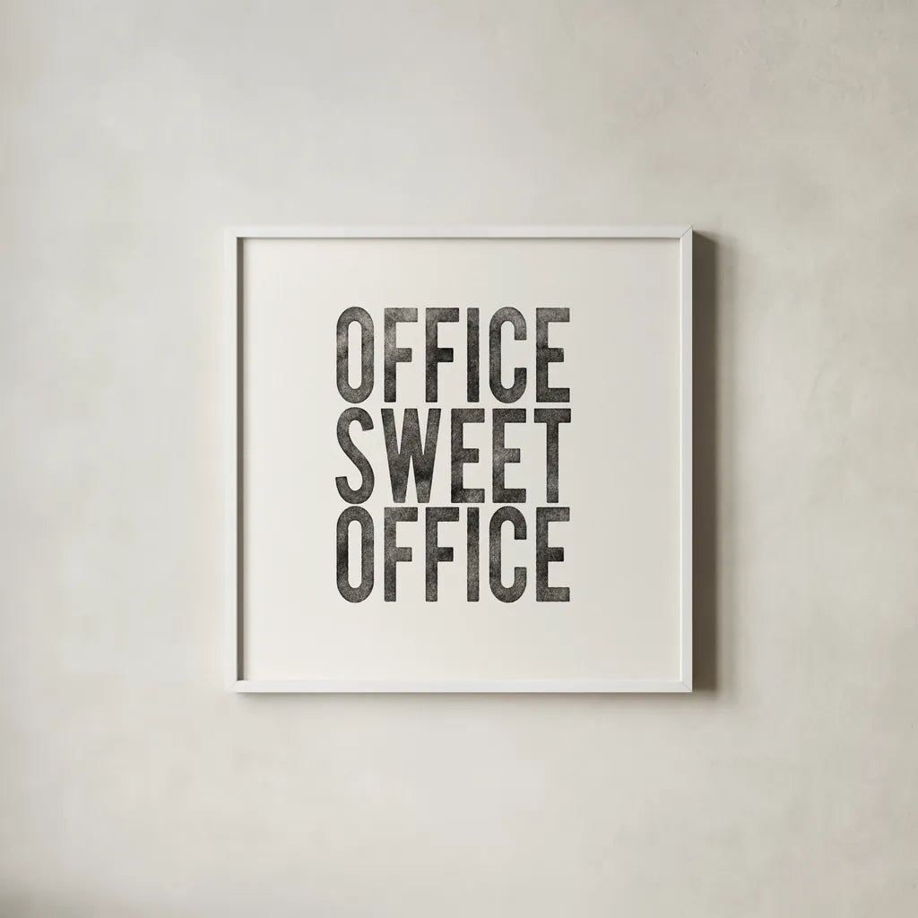 Work from Home I by Wild Apple Portfolio. Shown in a crisp white glass frame for a clean and minimalist style. Available as an archival giclee rolled canvas, fine art paper, or poster print. SKU 65660a.