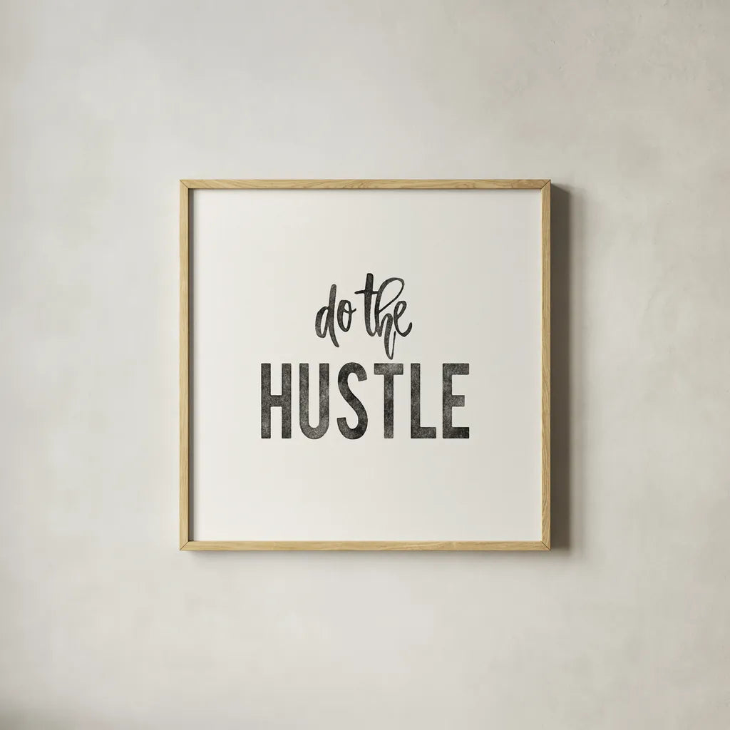 Work from Home II by Wild Apple Portfolio. Shown in a natural wood glass frame for a timeless modern aesthetic. Available as an archival giclee rolled canvas, fine art paper, or poster print. SKU 65661a.