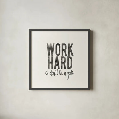 Work from Home III by Wild Apple Portfolio. Shown in a sleek black glass frame for a contemporary gallery look. Available as an archival giclee rolled canvas, fine art paper, or poster print. SKU 65662a.