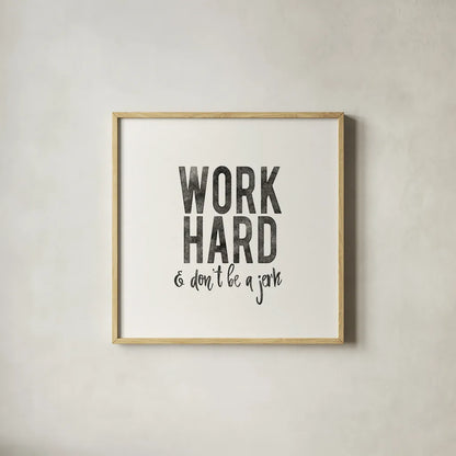 Work from Home III by Wild Apple Portfolio. Shown in a natural wood glass frame for a timeless modern aesthetic. Available as an archival giclee rolled canvas, fine art paper, or poster print. SKU 65662a.
