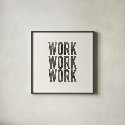 Work from Home IV by Wild Apple Portfolio. Shown in a sleek black glass frame for a contemporary gallery look. Available as an archival giclee rolled canvas, fine art paper, or poster print. SKU 65663a.