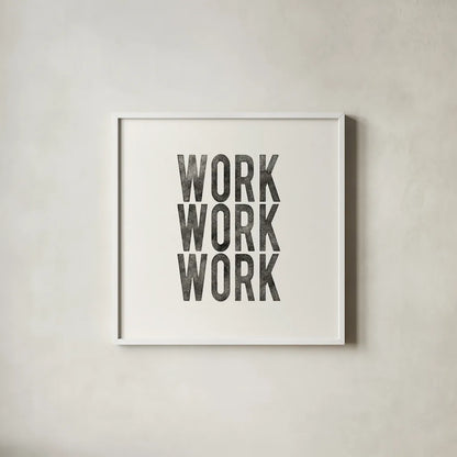 Work from Home IV by Wild Apple Portfolio. Shown in a crisp white glass frame for a clean and minimalist style. Available as an archival giclee rolled canvas, fine art paper, or poster print. SKU 65663a.