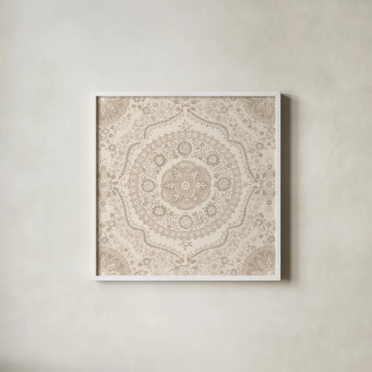 Zen Mandala by Wild Apple Portfolio. Shown in a crisp white glass frame for a clean and minimalist style. Available as an archival giclee rolled canvas, fine art paper, or poster print. SKU 82170a.