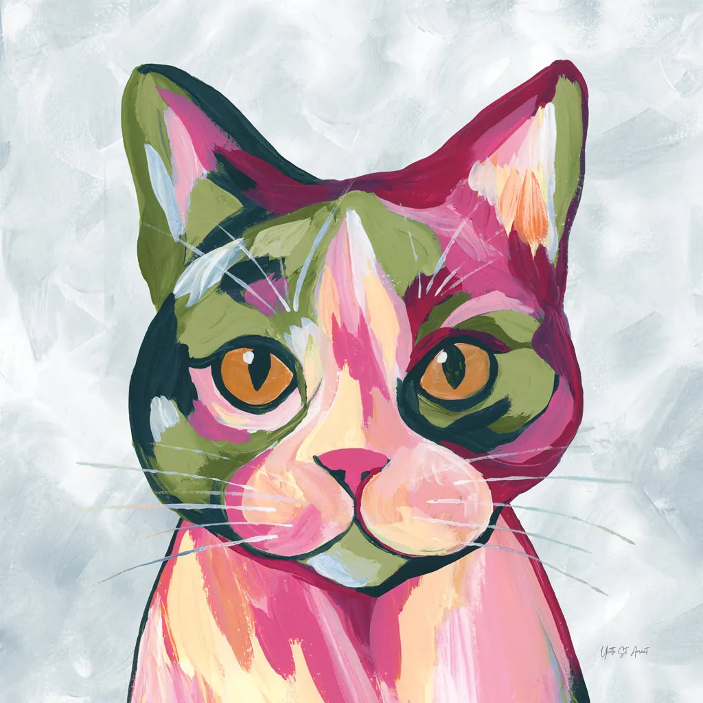 Abstract Cat by Yvette St. Amant. SKU 99750a. Archival Giclee Fine art print for wall decor.
