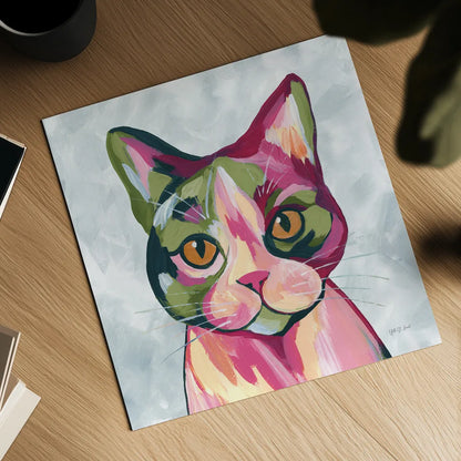 Abstract Cat by Yvette St. Amant. Shown as a detailed flat fine art print, highlighting archival giclee quality. Available as an archival giclee rolled canvas, fine art paper, or poster print. SKU 99750a.