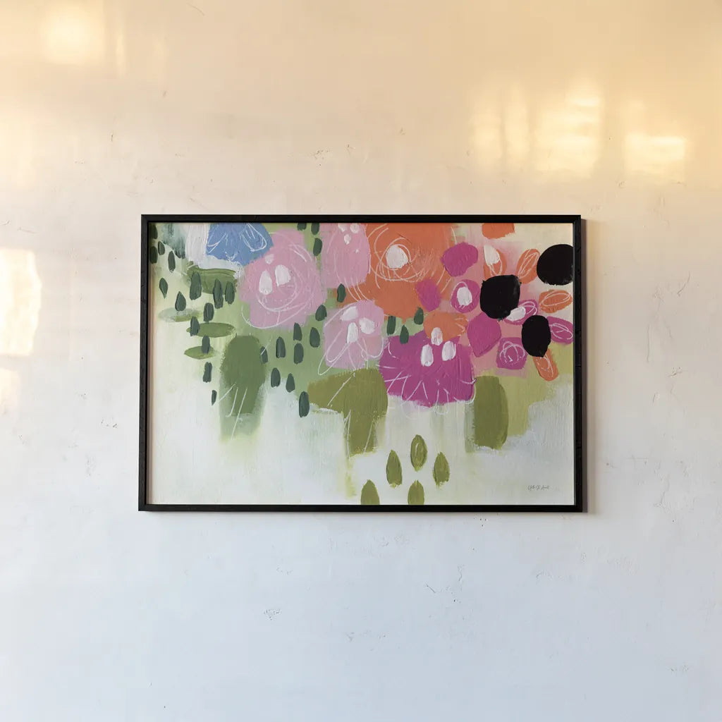 Abstract Floral by Yvette St. Amant. shown as a paper print in a black flame. Available as a archival giclee rolled canvas, fine art paper, or poster print. SKU 89155i.