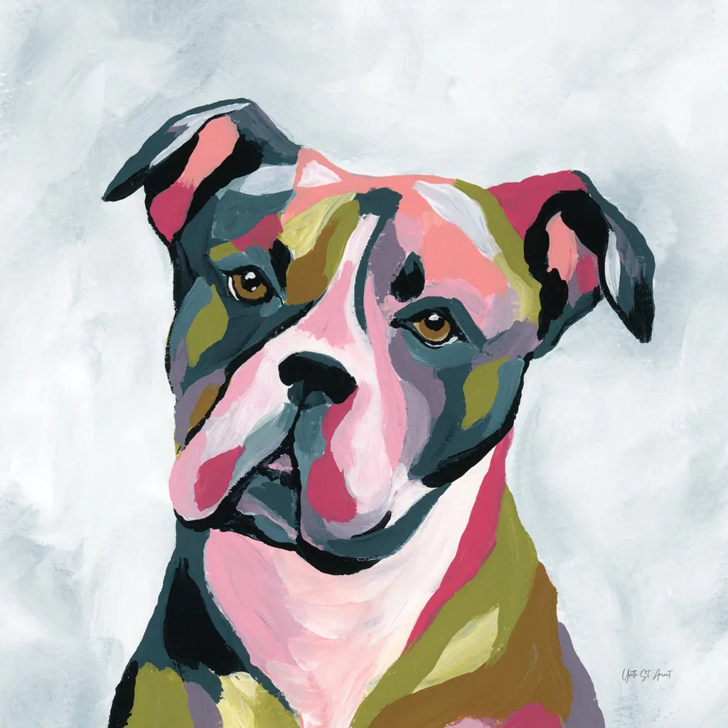 Abstract Pitbull by Yvette St. Amant. SKU 89576a. Archival Giclee Fine art print for wall decor.