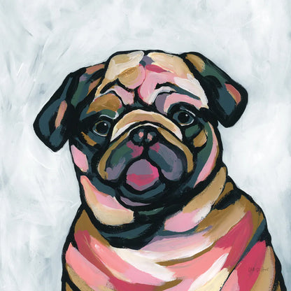 Abstract Pug by Yvette St. Amant. SKU 89577a. Archival Giclee Fine art print for wall decor.