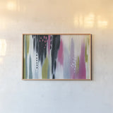 Abstract Tropic Vibe I by Yvette St. Amant. shown as a paper print in a natural frame. Available as a archival giclee rolled canvas, fine art paper, or poster print. SKU 88232i.
