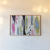 Abstract Tropic Vibe II by Yvette St. Amant. shown as a paper print in a natural frame. Available as a archival giclee rolled canvas, fine art paper, or poster print. SKU 88233i.