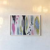 Abstract Tropic Vibe II by Yvette St. Amant. shown as a paper print in a white frame. Available as a archival giclee rolled canvas, fine art paper, or poster print. SKU 88233i.