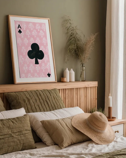 Ace of Clubs by Yvette St. Amant. shown as a paper print in a natural frame. Available as a archival giclee rolled canvas, fine art paper, or poster print. SKU 93237h.