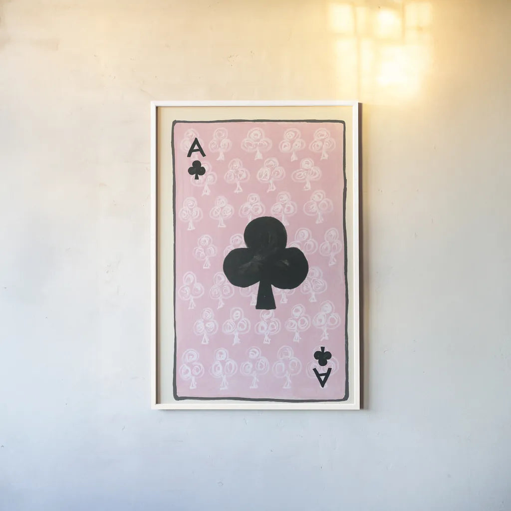 Ace of Clubs by Yvette St. Amant. shown as a paper print in a white frame. Available as a archival giclee rolled canvas, fine art paper, or poster print. SKU 93237h.