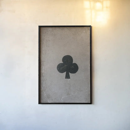 Ace of Clubs Neutral by Yvette St. Amant. shown as a paper print in a black flame. Available as a archival giclee rolled canvas, fine art paper, or poster print. SKU 96141h.